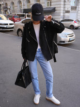 Load image into Gallery viewer, Dakota Eco Suede Aviator Jacket in Black