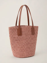 Load image into Gallery viewer, Handwoven Raffia Medium Tote Bag With Leather Handles