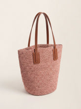 Load image into Gallery viewer, Handwoven Raffia Medium Tote Bag With Leather Handles