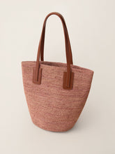 Load image into Gallery viewer, Handwoven Raffia Medium Tote Bag With Leather Handles