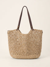 Load image into Gallery viewer, Linen-Cotton Open-Weave Tote Bag With Zip Pouch
