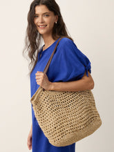 Load image into Gallery viewer, Linen-Cotton Open-Weave Tote Bag With Zip Pouch