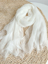 Load image into Gallery viewer, Wool Tencel Solid Ruched Lightweight Scarf