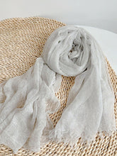 Load image into Gallery viewer, Wool Tencel Solid Ruched Lightweight Scarf