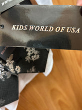 Load image into Gallery viewer, Kids World Of USA Black/Silver Vest Set with matching bow tie and white dress shirt