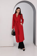 Load image into Gallery viewer, Astoria Classic Wraparound Wool Blend Overcoat in Red