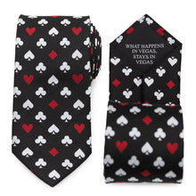 Load image into Gallery viewer, Card Suits Vegas Hidden Message Black Men's Tie