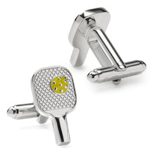 Load image into Gallery viewer, Pickleball Racket Silver Cufflinks