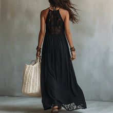 Load image into Gallery viewer, Women's Black Lace Trim Sleeveless Loose Maxi Dress