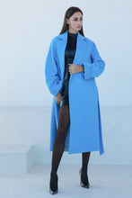 Load image into Gallery viewer, Classic Brushed Cashmere Wool Blend Overcoat in Azure