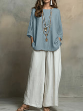 Load image into Gallery viewer, Women's Bohemian Loose Three-Quarter Sleeve Top Set