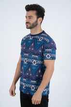 Load image into Gallery viewer, Men's Cotton Navy Aztec Print T-shirt