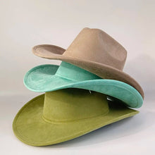 Load image into Gallery viewer, western Premium suede cowboy hat stylish men's and women's fedora Suede Panama hat perfect for outdoor festive activitieswestern