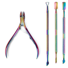 Load image into Gallery viewer, 4 Pcs/Set Professional Stainless Steel Nail Cutter Scissor Nippers Muti Function Cuticle Pusher Remover Nail Care Manicure Kits