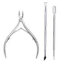 Load image into Gallery viewer, 4 Pcs/Set Professional Stainless Steel Nail Cutter Scissor Nippers Muti Function Cuticle Pusher Remover Nail Care Manicure Kits