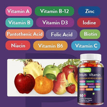 Load image into Gallery viewer, Multivitamin Gummies - with Vitamins and Minerals - Enhances Energy Levels, Immune Support, Antioxidant - 60 Gummies