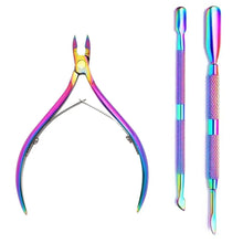 Load image into Gallery viewer, 4 Pcs/Set Professional Stainless Steel Nail Cutter Scissor Nippers Muti Function Cuticle Pusher Remover Nail Care Manicure Kits