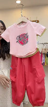 Load image into Gallery viewer, Summer Baby Girl Fashion T-Shirt and Cargo Pants Set - # GIAA212310017