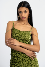 Load image into Gallery viewer, Aliana Silk Leopard Imprint Slip Dress