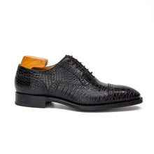 Load image into Gallery viewer, Alligator Skin Oxford Shoes Black