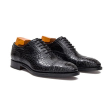 Load image into Gallery viewer, Alligator Skin Oxford Shoes Black