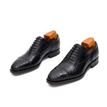 Load image into Gallery viewer, Alligator Skin Oxford Shoes Black