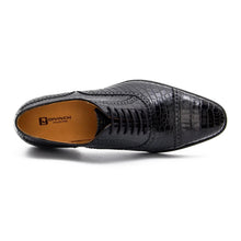 Load image into Gallery viewer, Alligator Skin Oxford Shoes Black
