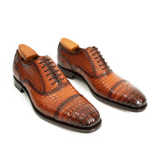 Load image into Gallery viewer, Alligator Skin Oxford Shoes Brown