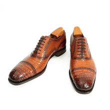 Load image into Gallery viewer, Alligator Skin Oxford Shoes Brown