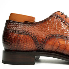 Load image into Gallery viewer, Alligator Skin Oxford Shoes Brown