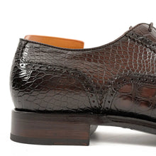 Load image into Gallery viewer, Alligator Skin Oxford Shoes Coffee