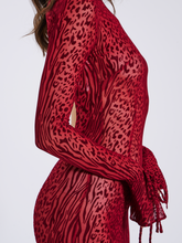 Load image into Gallery viewer, Waylynn Burnout Velvet Detail Mesh Backless Maxi Dress