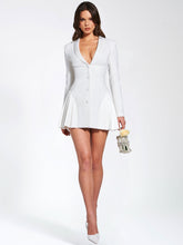 Load image into Gallery viewer, Delia White Blazer Dress with Pleated Detail
