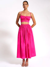 Load image into Gallery viewer, Martha Fuchsia Cotton Poplin Maxi Skirt With Lace Trim