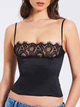Load image into Gallery viewer, Padma Black Satin Lace Bustier Corset Top
