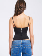 Load image into Gallery viewer, Padma Black Satin Lace Bustier Corset Top