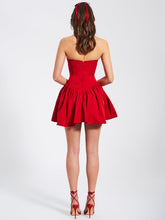 Load image into Gallery viewer, Sacha Red Lace Drop Waist Corset Puffy Mini Dress