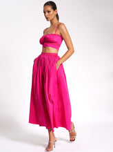 Load image into Gallery viewer, Martha Fuchsia Cotton Poplin Maxi Skirt With Lace Trim