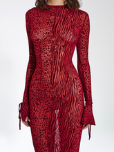 Load image into Gallery viewer, Waylynn Burnout Velvet Detail Mesh Backless Maxi Dress