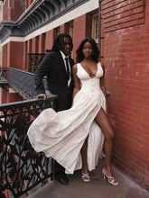 Load image into Gallery viewer, Sabrina Butter Yellow High Slit Jacquard Maxi Dress