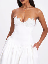 Load image into Gallery viewer, Naila Lace Trim Strapless Drop Waist Wedding Gown