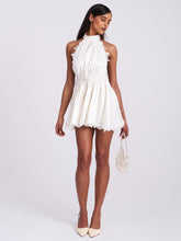 Load image into Gallery viewer, Idalia Pearl White Beaded Lace Trim Backless Halter Mini Dress