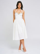 Load image into Gallery viewer, Gianna White Embroidered Halter Maxi Dress