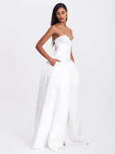 Load image into Gallery viewer, Naila Lace Trim Strapless Drop Waist Wedding Gown