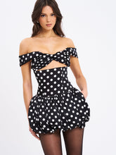 Load image into Gallery viewer, Umika Black Polka Dots Bubble Hem Mini Dress