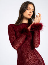 Load image into Gallery viewer, Patricia Burgundy Leopard Burnout Velvet Mesh Backless Maxi Dress