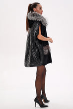 Load image into Gallery viewer, Saga®Furs Silver Fox Wool Alpaca Poncho Vest in Black
