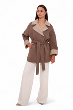 Load image into Gallery viewer, Sandro Cashmere Blend Overcoat in Latte