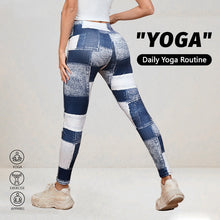 Load image into Gallery viewer, Plaid Peach Print High-Waist Tummy Control Yoga Pants – Slim Fit Fitness Leggings