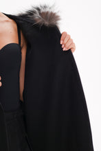 Load image into Gallery viewer, Saga®Furs Silver Fox Wool Alpaca Poncho Vest in Black